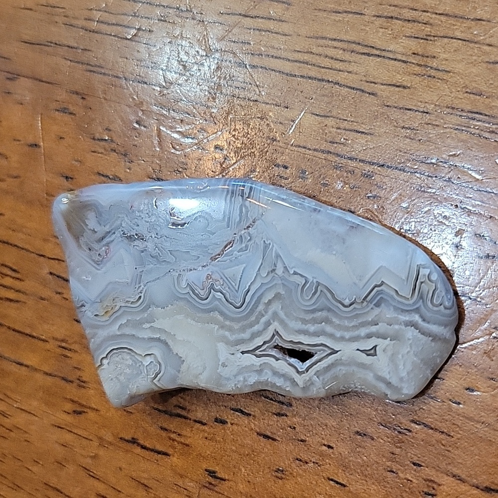 Polished Mexican Lace Agate Stone Bollo Tie Pendant